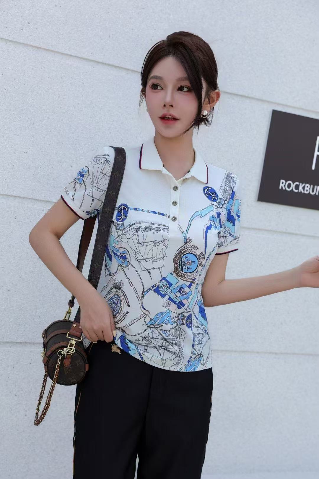 Áo BB cổ bẻ hoạ tiết trắng xanh xịn 6287