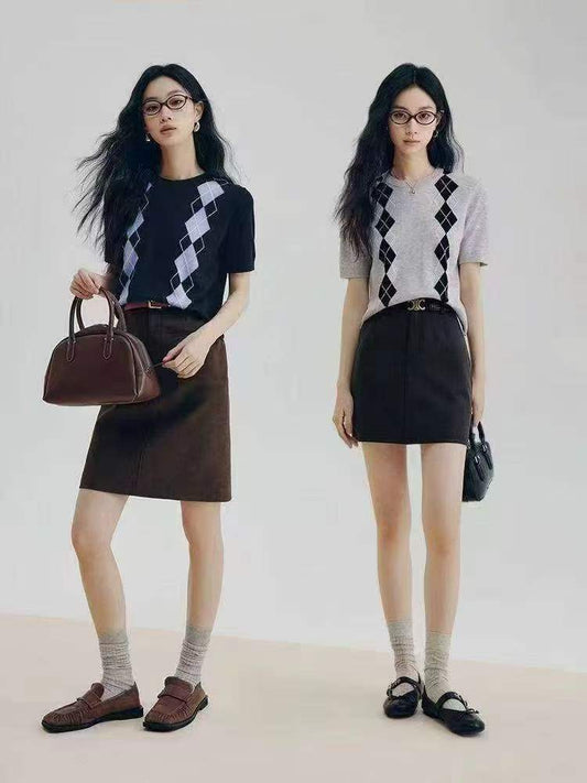 Cặp áo tay ngắn quả trám màu Xanh +Xám 6873