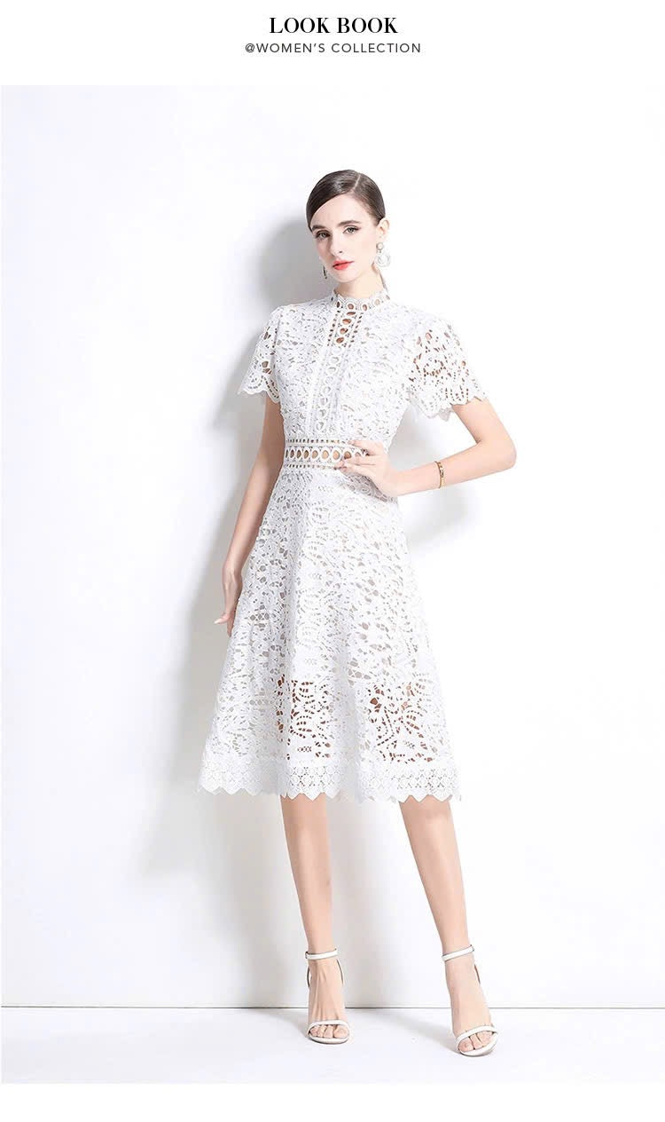 Đầm ren liền viền eo xịn MÀU TRẮNG 5969