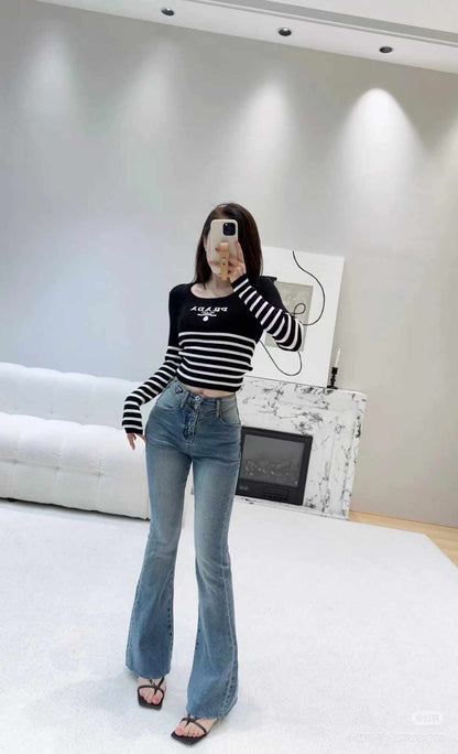 Áo Pra body crop top sọc MÀU TRẮNG 4376