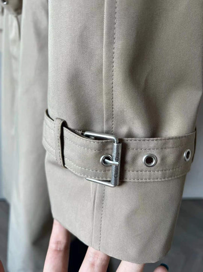 Áo jacket CD xịn dài kèm belt kaki Kem 4258