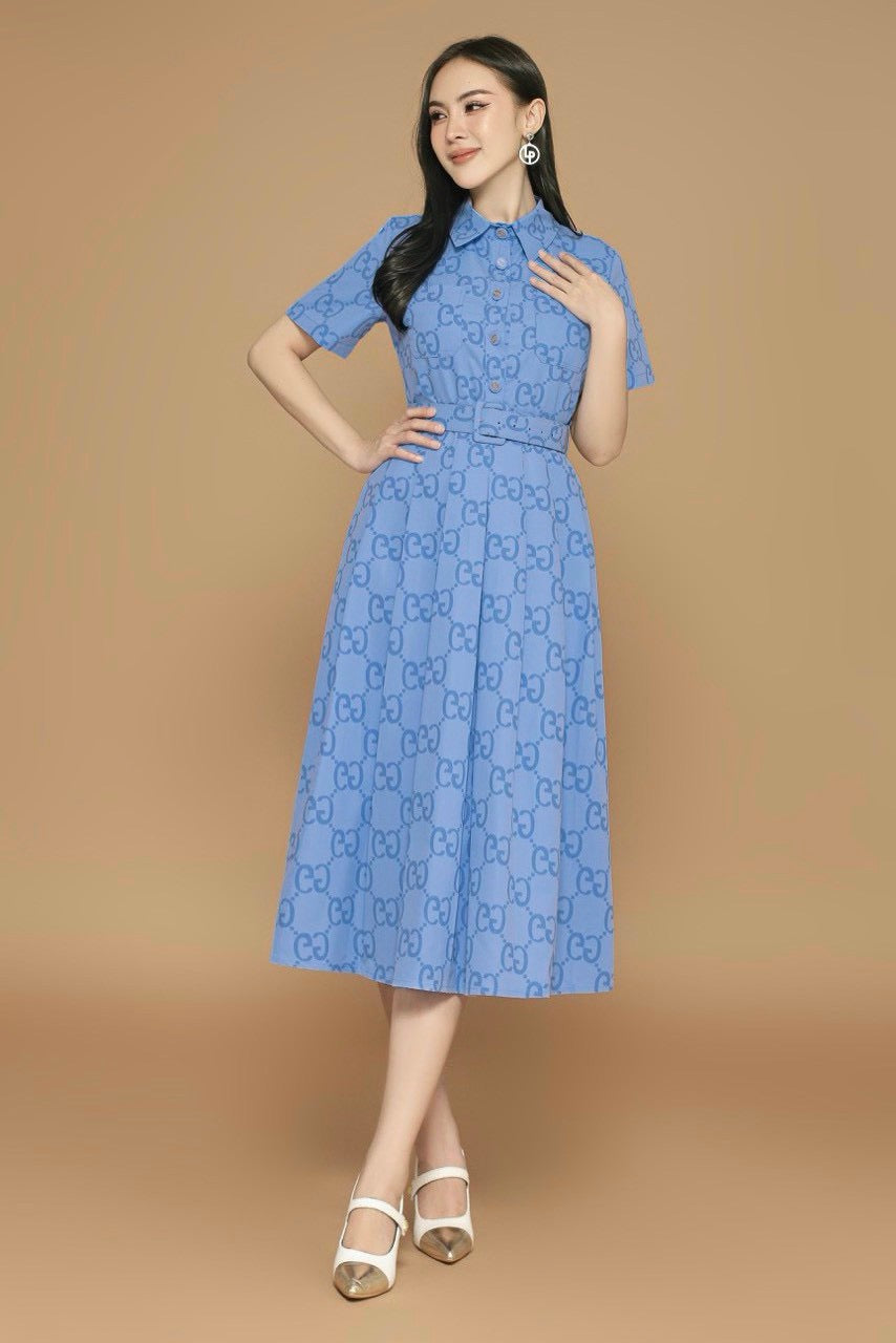 GG Blue Dress with belt  104