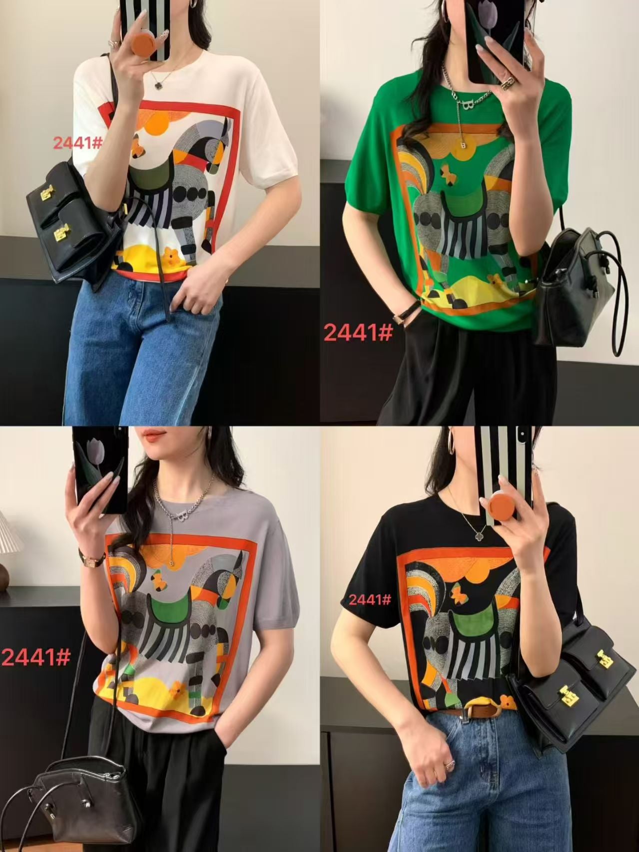 Áo Montoghi hoạ tiết con ngựa viền cam Màu XÁM 7902