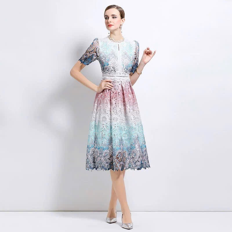 Đầm ren loang nhiều màu 6309