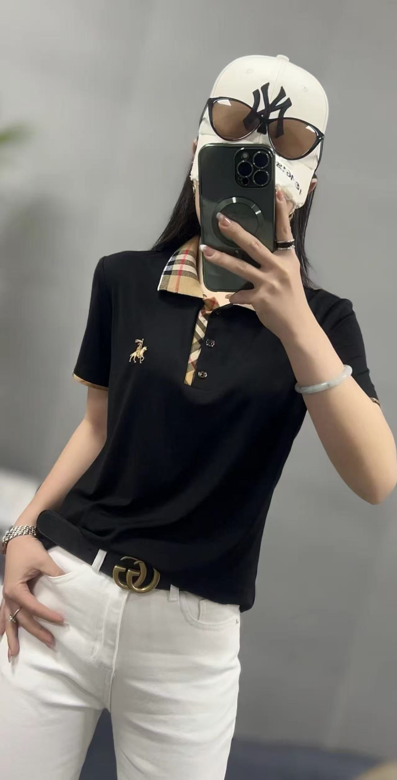 Áo Bb thun cổ bẻ viền tay sọc Màu Đen
