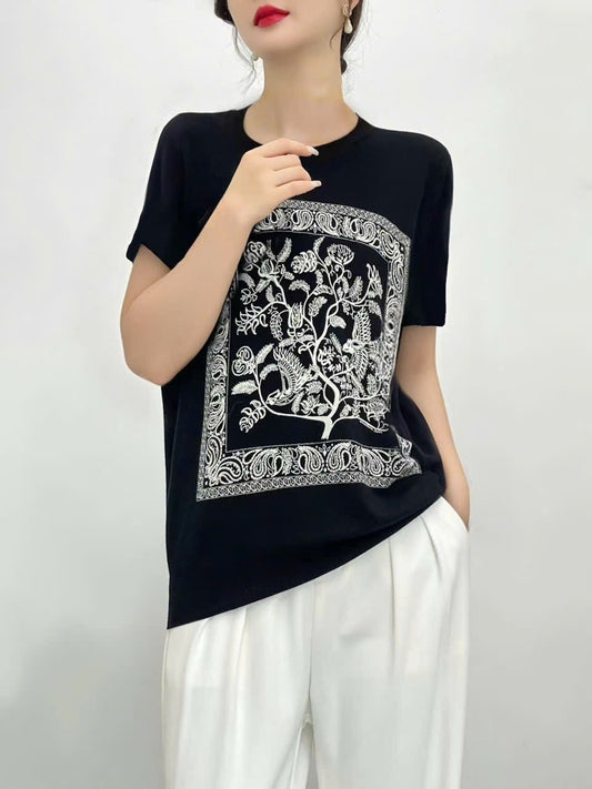 Áo Montoghi mềm mát mịn đen ngực trắng 6800