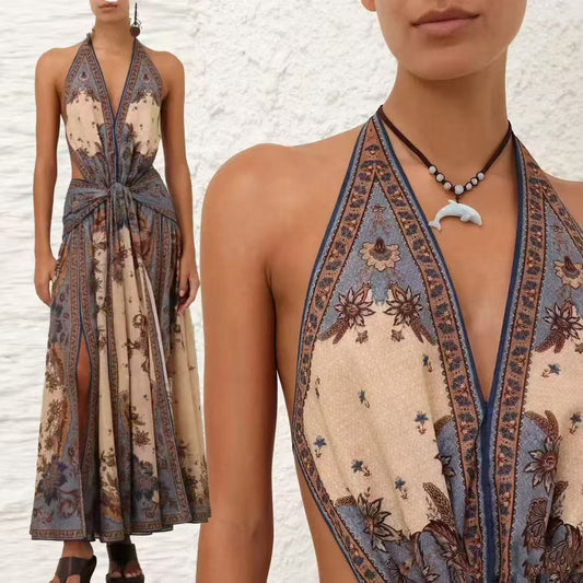 Đầm yếm dài hở lưng quyến rũ 6735