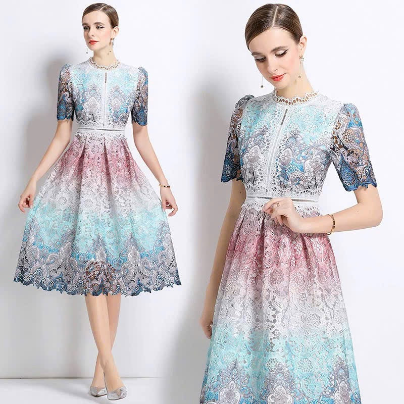 Đầm ren loang nhiều màu 6309