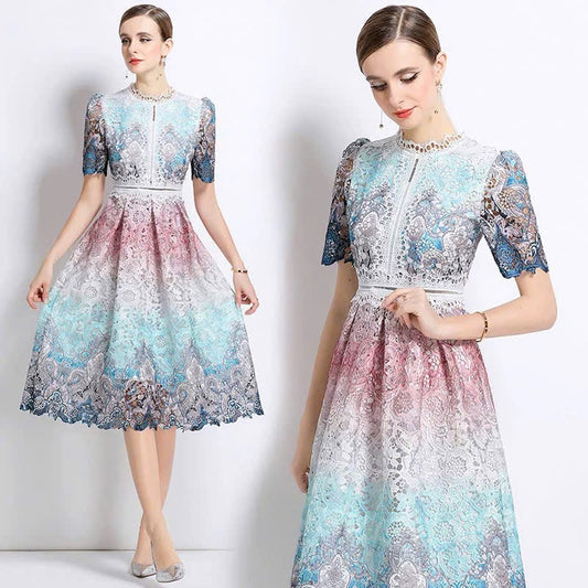 Đầm ren loang nhiều màu 6309