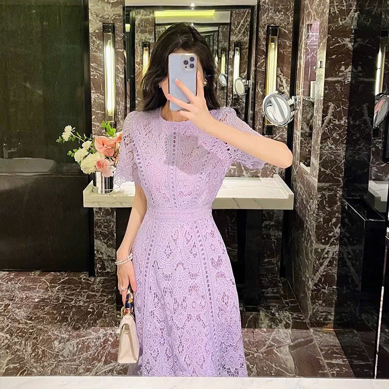 Đầm ren thiết kế nhẹ nhàng sang chảnh màu tím 6311