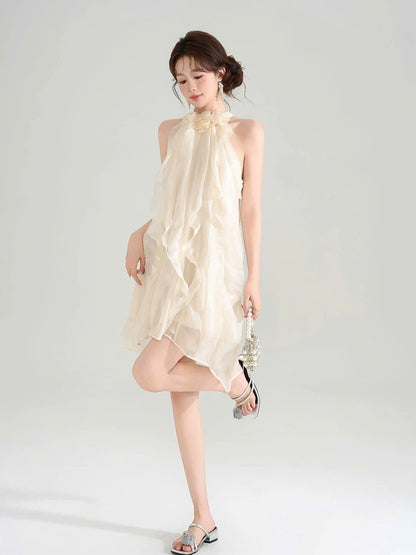 Đầm voan sát nách bèo hoa  viền cổ nàng thơ 6316