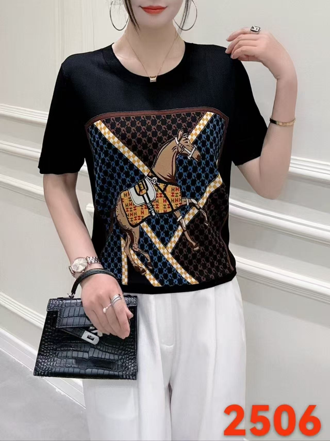 Áo Montoghi HM hoạ tiết ngựa nâu 8537