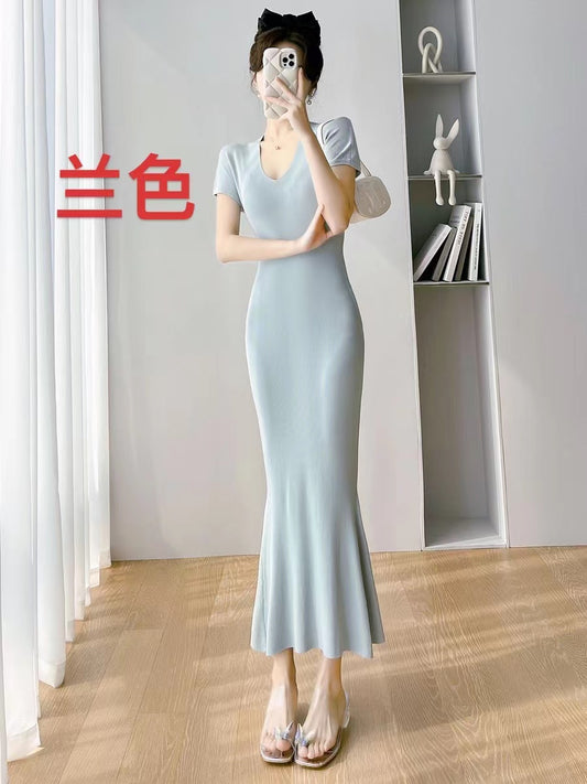 Đầm body đuôi cá xanh nhạt  317