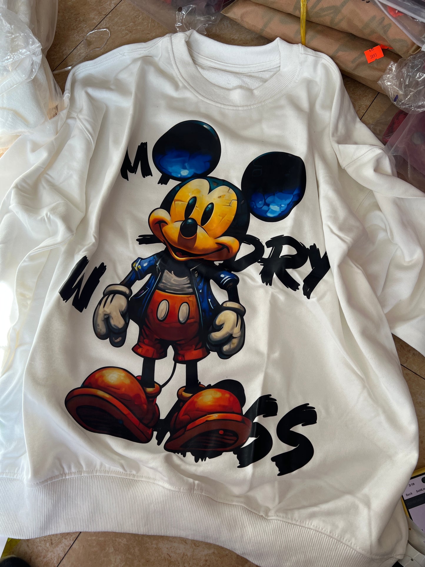 Áo hoodie Micky màu trắng 3896