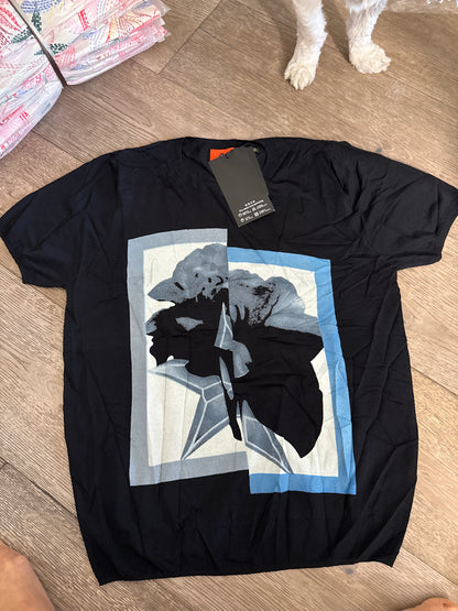 Áo Montoghi mềm mát mịn nền đen phối xanh 6799