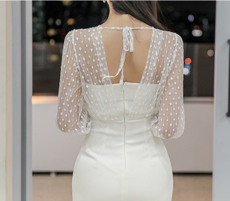 White dress with lace  196