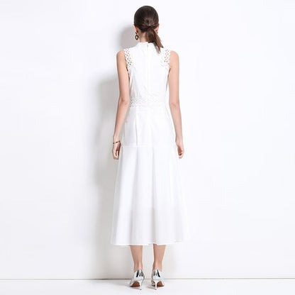 Đầm sát nách viền ren Màu Trắng 6782