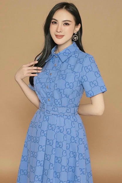 GG Blue Dress with belt  104