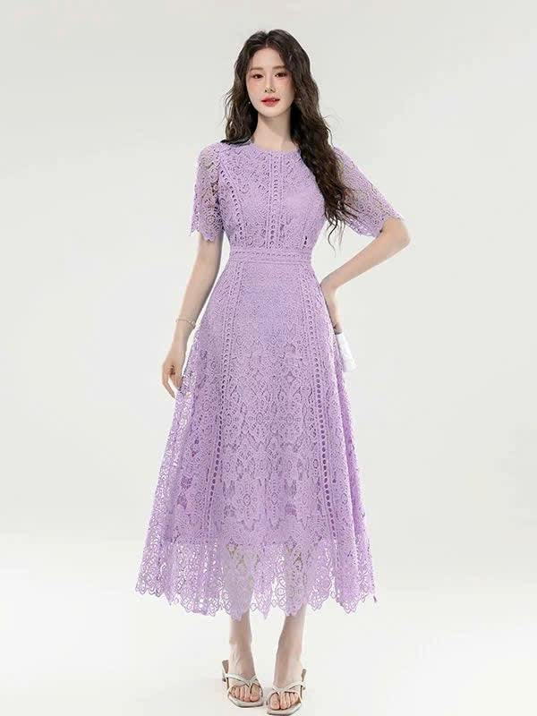 Đầm ren thiết kế nhẹ nhàng sang chảnh màu tím 6311