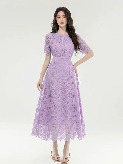 Đầm ren thiết kế nhẹ nhàng sang chảnh màu tím 6311