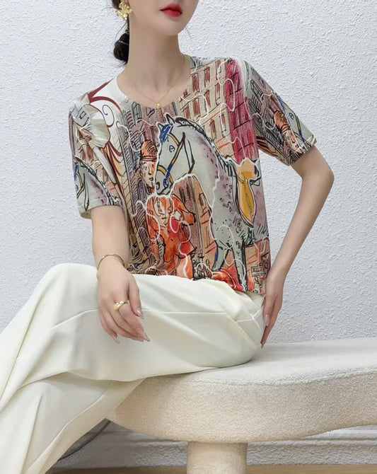 Áo montoghi hoạ tiết ngựa nhiều màu 6821