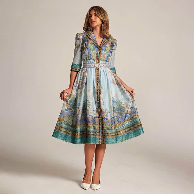 Đầm linen thiết kế sang chảnh kèm belt 5307