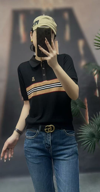 Áo BB tay ngắn cổ bẻ bầu Màu Nude 7839