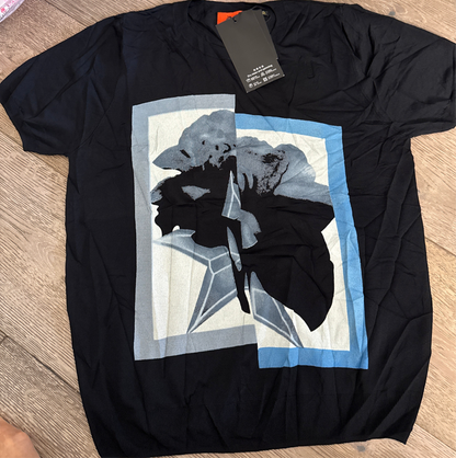 Áo Montoghi mềm mát mịn nền đen phối xanh 6799