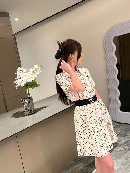 Miu polka dot dress màu chấm đen 1610