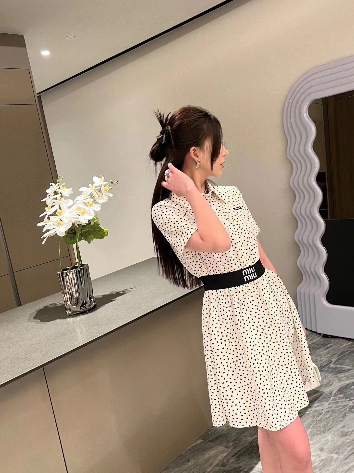 Miu polka dot dress màu chấm đỏ 1611