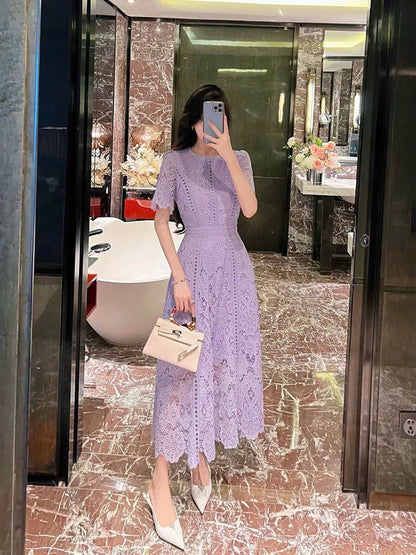 Đầm ren thiết kế nhẹ nhàng sang chảnh màu tím 6311