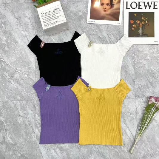 Áo bẹt vai kèm kẹp cổ trẻ trung MÀU TÍM 6471