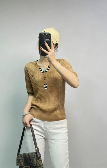 Áo Bb cổ tim viền cổ Màu Nude 7846