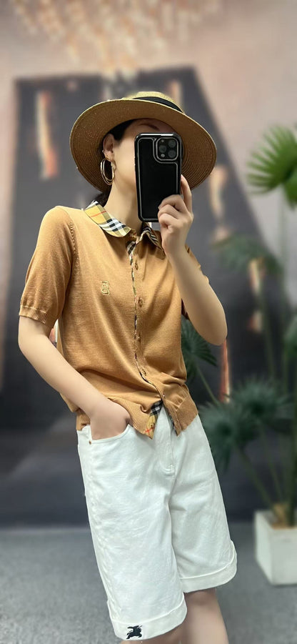 Áo Bb cổ bẻ phối sọc cài nút Màu Hồng 9114