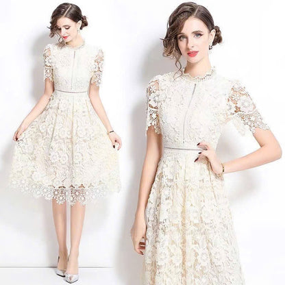 Đầm ren hồng sen hai lớp siêu đẹp 6098