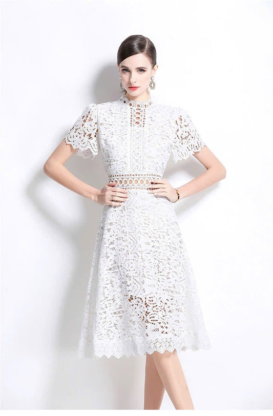 Đầm ren liền viền eo xịn MÀU TRẮNG 5969