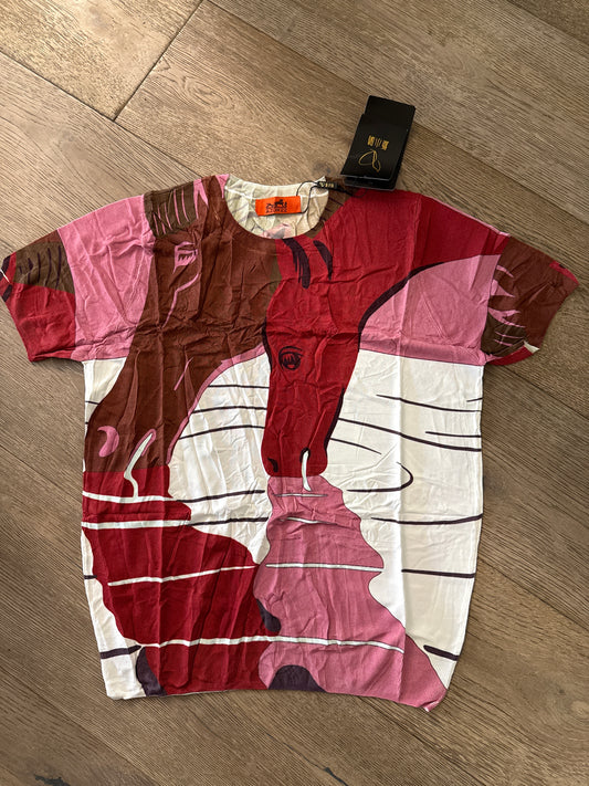 Áo montoghi hoạ tiết ngựa trắng đỏ 6837