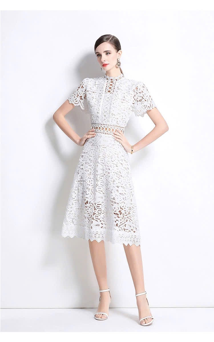 Đầm ren liền viền eo xịn MÀU TRẮNG 5969