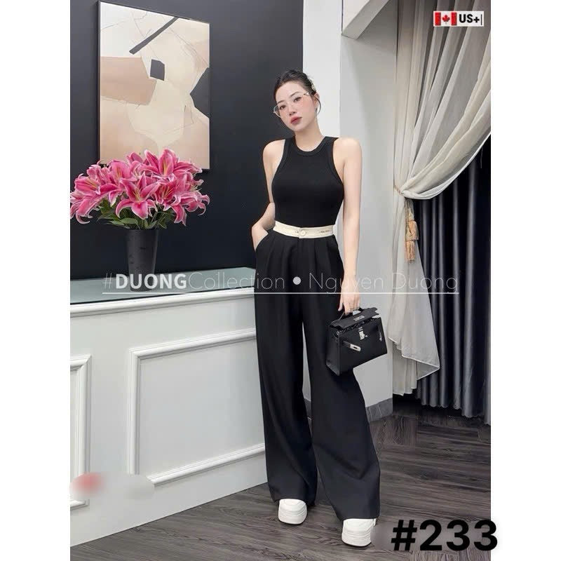 Quần suông cạp chữ Miu màu Nude 3678