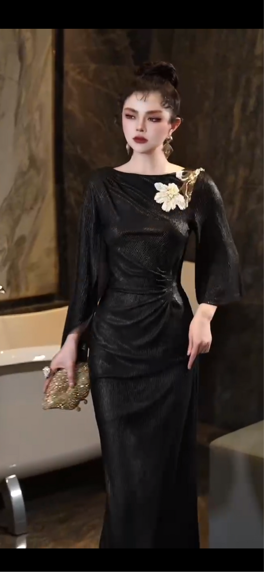 Đầm kim sa đi tiệc siêu sang trọng MÀU ĐEN 5144