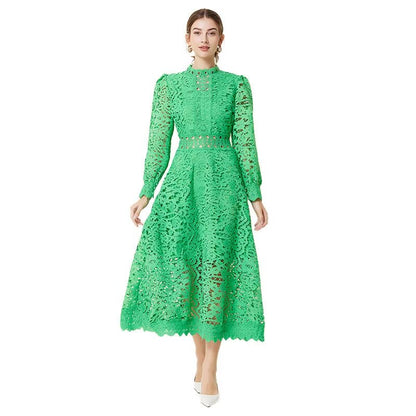 Đầm ren tay dài màu tím 7745