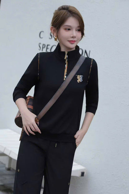 Áo BB thun xin tay dài cổ bẻ dây kéo Màu Nude 7318