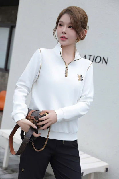 Áo BB thun xin tay dài cổ bẻ dây kéo Màu Nude 7318