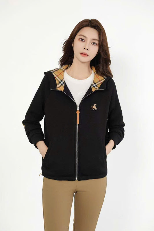 Áo BB khoác nỉ siêu dày logo ngực màu Đen 7329