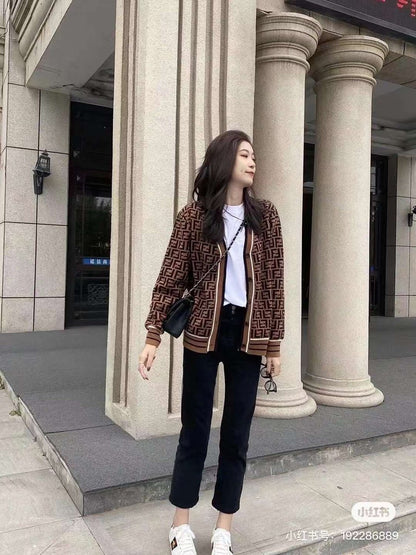 Áo khoác len FF cardigan dài MÀU NHẠT 3305