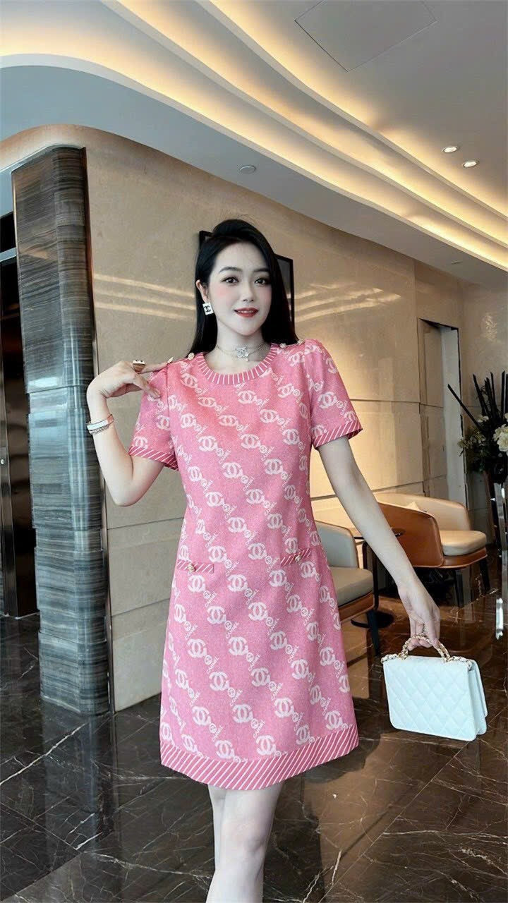 Đầm suông cc Hồng viền sọc 2776