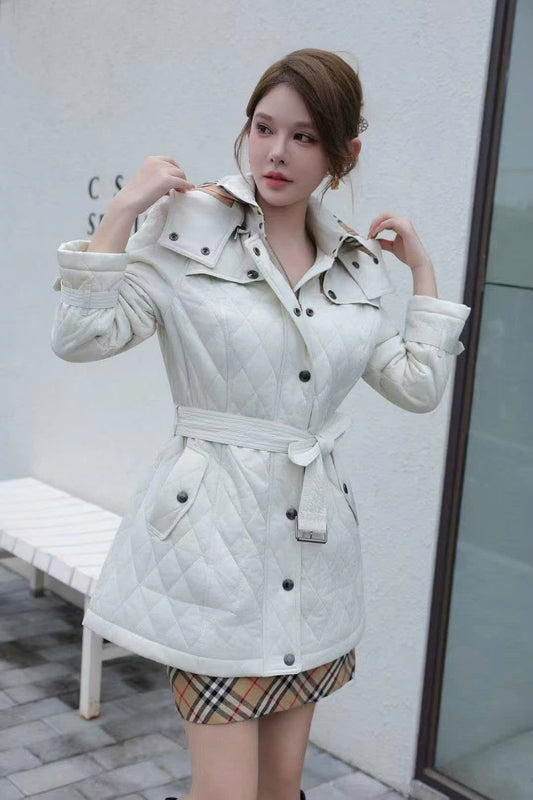 Áo BB Khoác cổ cao kèm belt màu Trắng 7365