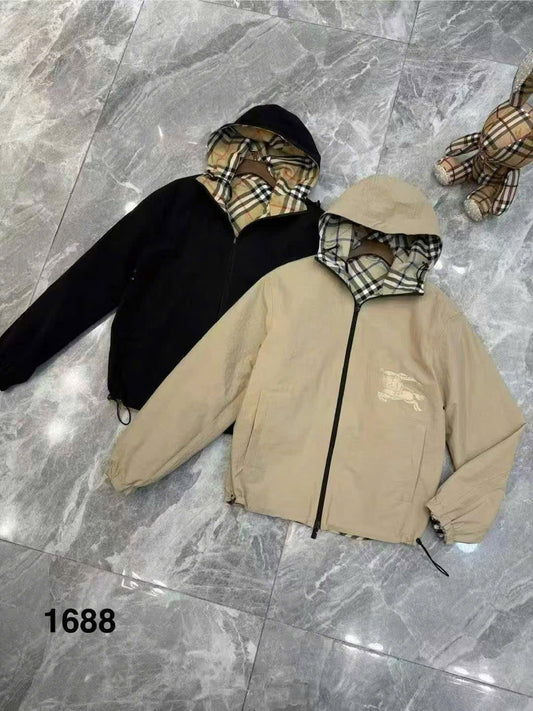 Áo BB khoác gió mặc hai mặt có mũ hoạ tiết Màu KEM XÁM 7412