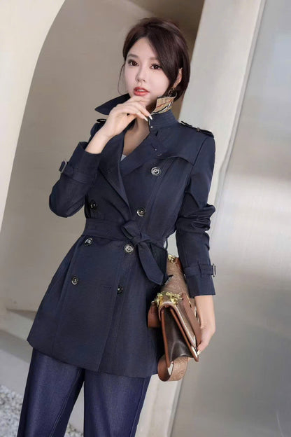 Áo BB Khoác cổ vest ngắn kèm belt Màu Xanh Đen 7379