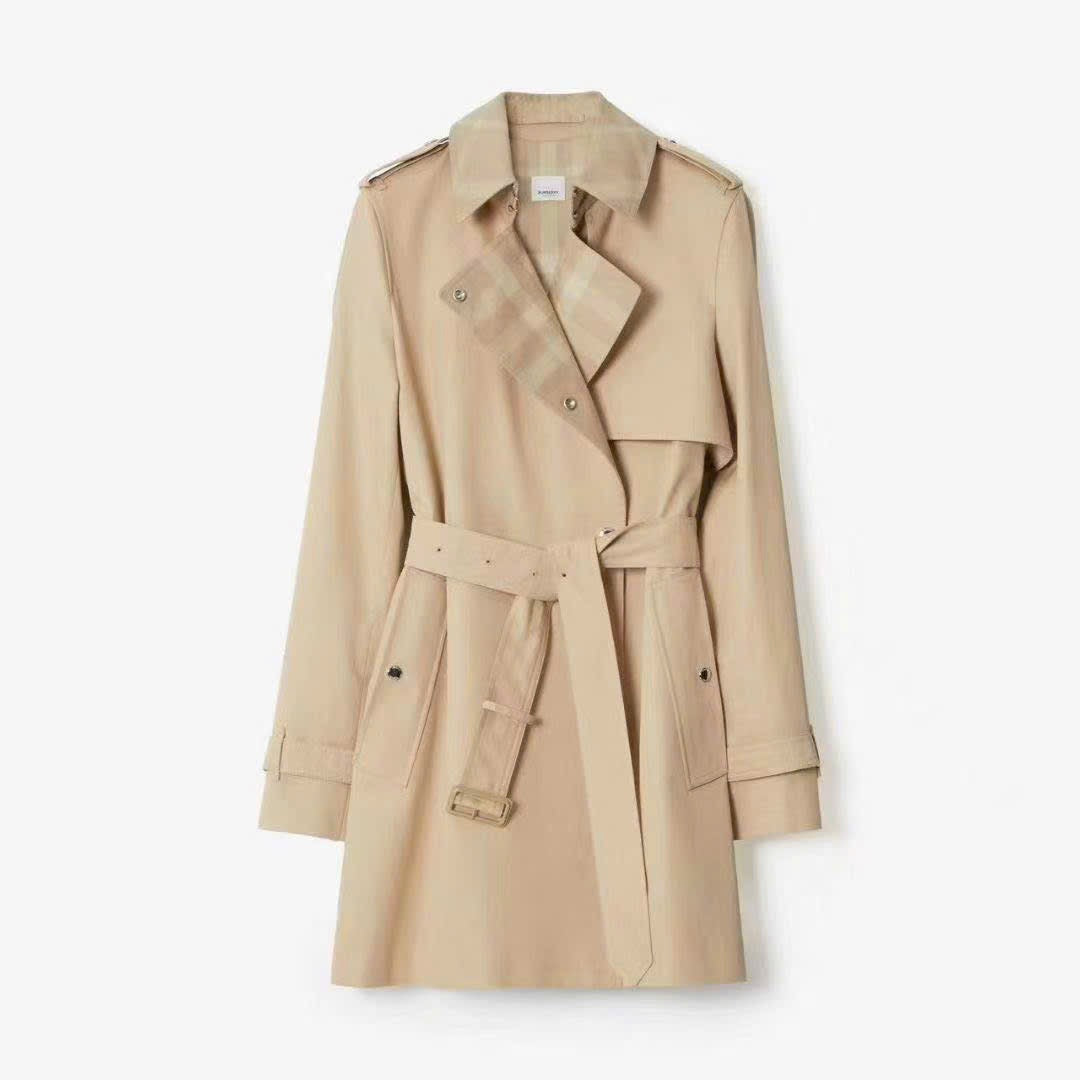 Áo BB jacket kèm belt nút bấm lót caro Màu Nude 7381